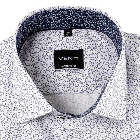 Рубашка Venti Modern Fit 693180300-100 с принтом Пейсли, короткий рукав