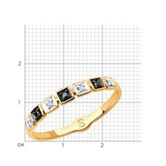 7010054 - Кольцо-дорожка из золота 585 пробы с бесцветными и чёрными бриллиантами
