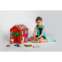 KidClever Бизиборд Развивающий домик со светом 