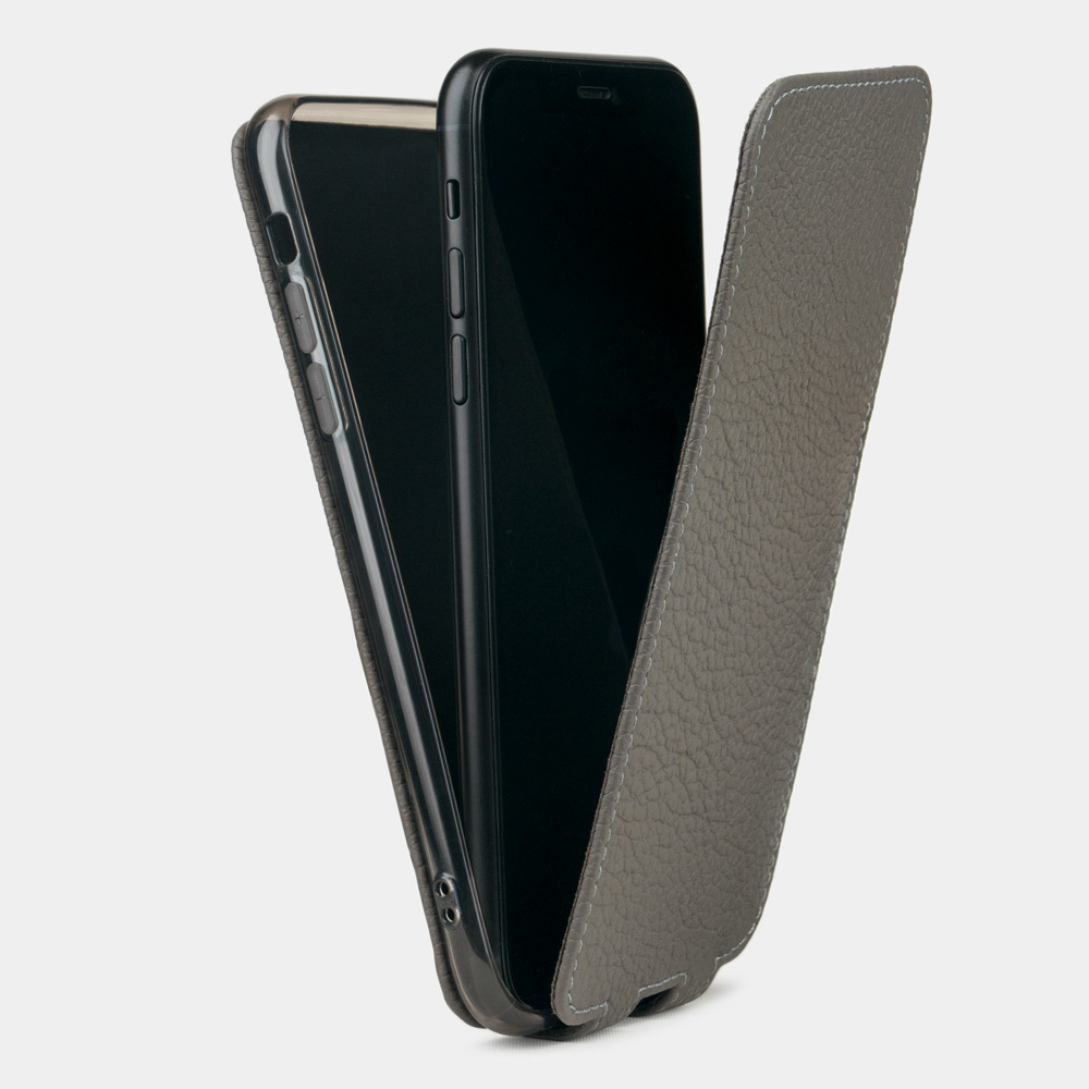 Чехол для iPhone XS Max из натуральной кожи теленка, серого цвета