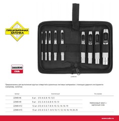 ЗУБР для кожи, 3 - 19 мм, 12 шт, набор пробойников (22949-H12)