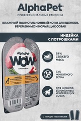 ALPHAPET консервы для щенков, беременных и кормящих собак индейка с потрошками в соусе 100 гр