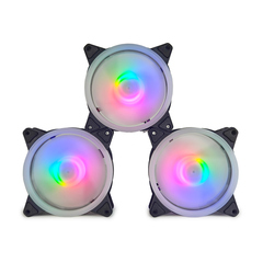 Комплект из 3 вентиляторов TESLA RGB120-DB3, 120мм, 1200rpm, 3-pin+Molex, черный-белый/FRGB, 38CFM, 21дБ, антивибропрокладки (TSL-120-DB3)