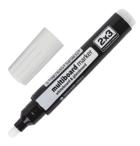 Дважды три Маркер для цветной доски, белый, 2-3 мм