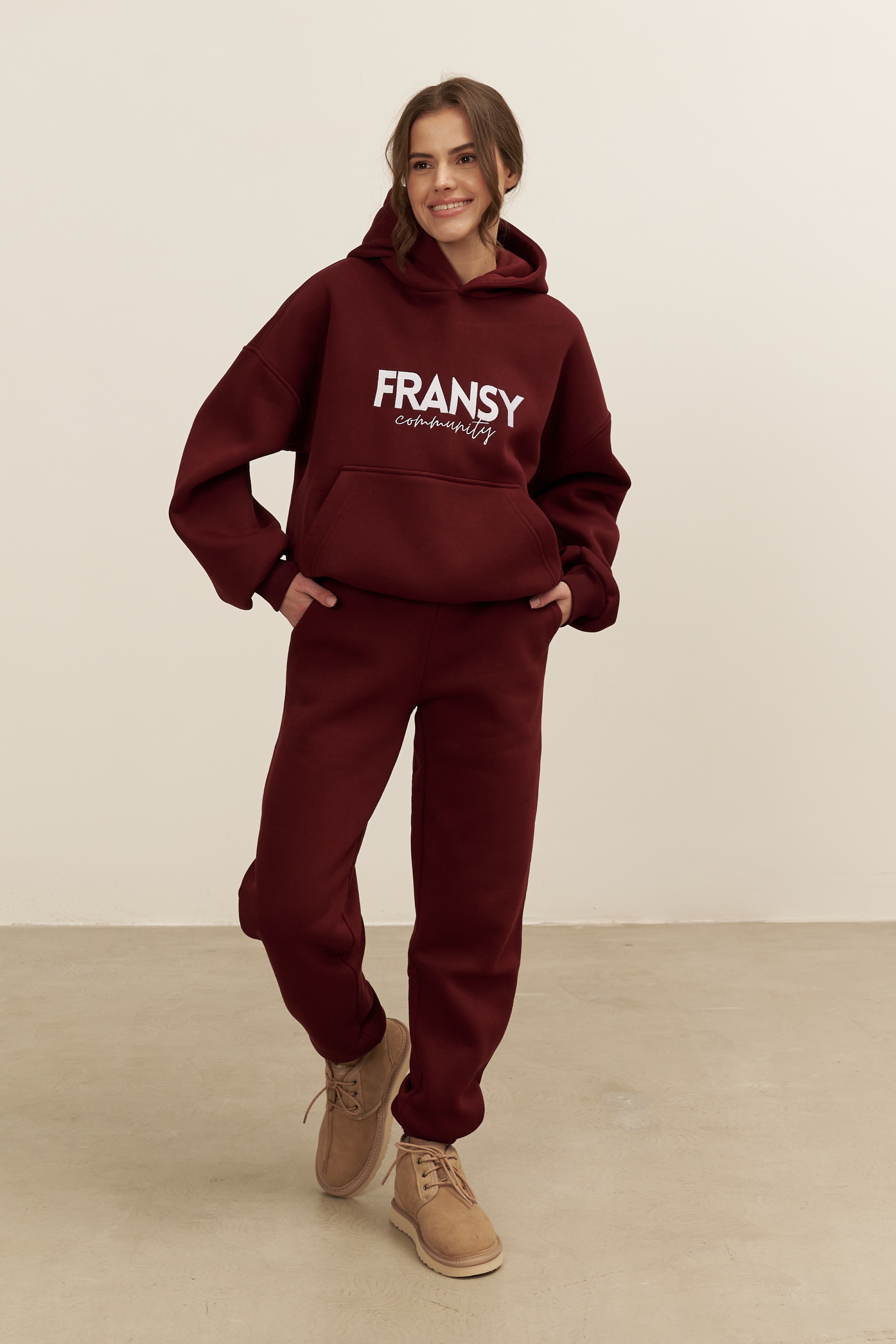 Худи 02 FRANSY COMMUNITY, с начесом, бордовое