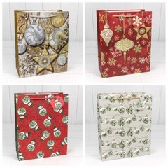 
          Пакет подарочный 33 х 45 х 15 см Набор 4 шт "Новый год" х блеском (Микс)