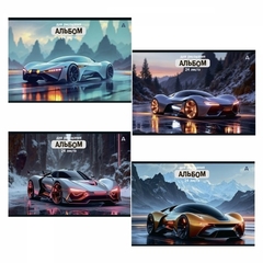 
          Альбом для рисования 28,5 *19,0 см., 24л., Alingar, на скрепке, мелованный картон (стандарт) 210г/м2, офсет 100 г/м2, "Авто", 4 дизайна в пленке т/у