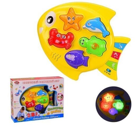 Игрушка музыкальная для малышей Золотая рыбка, изучение животных, викторины, игры, размер 33*26