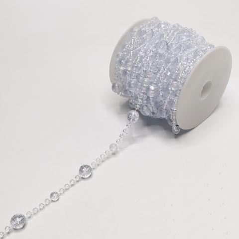 Бусы на бобине, Соединительные, Прозрачный, 12+7+4 мм, 10 м