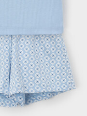 пижама  для девочки  К 1649/небесно-голубой,геометрические ромашки