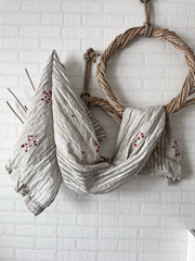 Шарф льняной комби. со штампами 