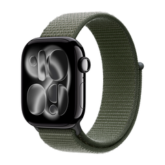 Умные часы Apple Watch Series 11 GPS, 42mm, Jet Black Aluminium Case with Forest Sport Loop