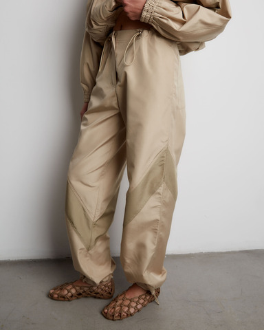 Брюки из шелка бежевый/хаки