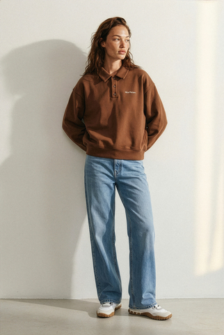 Свитшот поло, коричневый