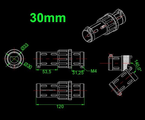 Складное крепление (резьба) RJXHOBBY RJX3231 30 мм для карбоновых труб
