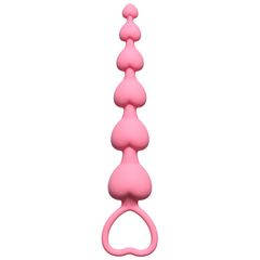 Розовая анальная цепочка Heart's Beads Pink - 18 см. - 