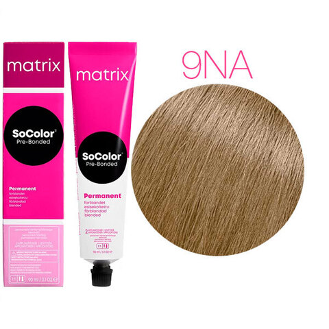 Matrix Socolor Pre-Bonded 9NA очень светлый блондин натуральный пепельный, стойкая крем-краска для волос с бондером