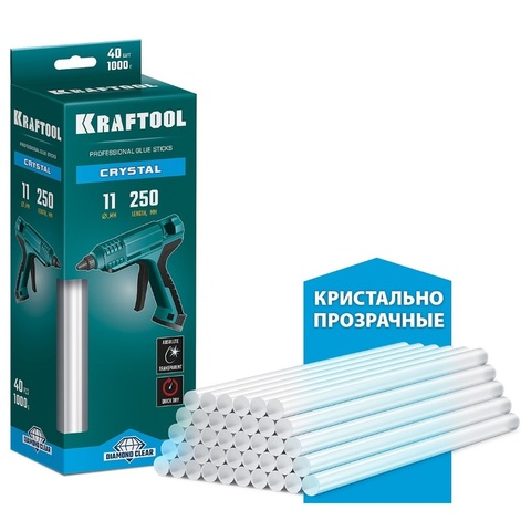 KRAFTOOL Cristal 11х250 мм, 40 шт, Кристально клеевые стержни (06846-40)