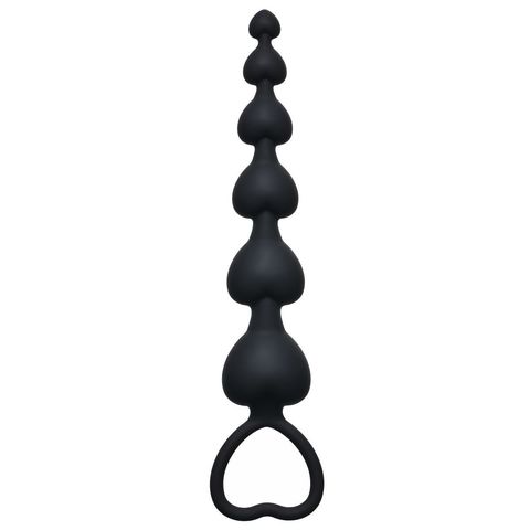 Чёрная анальная цепочка Heart's Beads Black - 18 см.