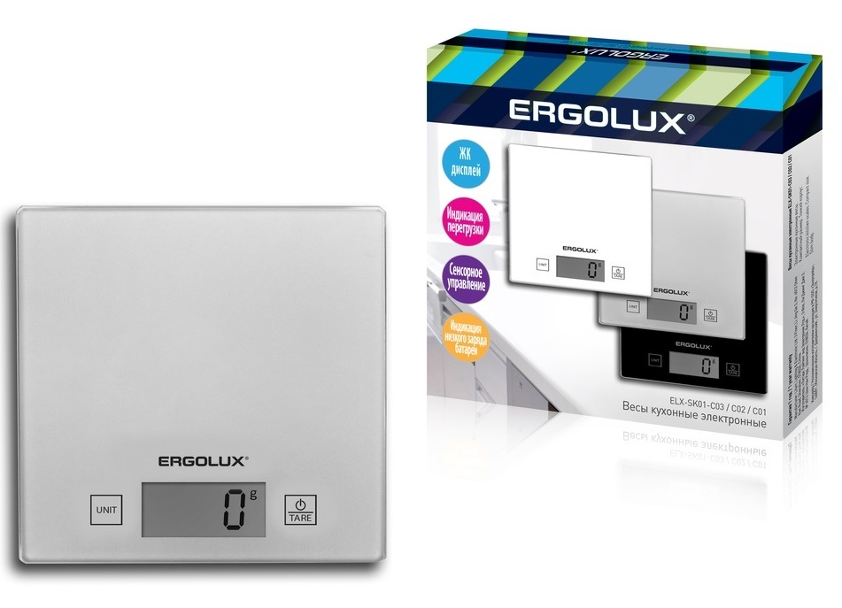 Весы кухонные Ergolux ELX-SK01-С03 серый