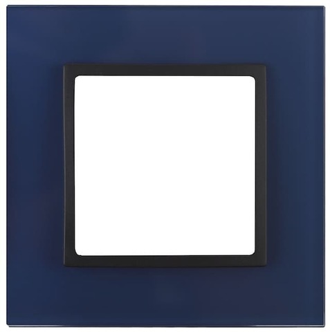 Рамка на 1 пост - стекло. Цвет Синий / антрацит. ЭРА 14-5101-29. Elegance. Б0034483