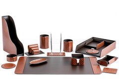 Премиум набор Классика для начальника из кожи FG Tan treccia/шоколад 15 предметов