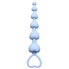 Голубая анальная цепочка Heart's Beads Blue - 18 см.