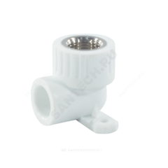 Угольник PP-R комбинированный белый Дн 20х1/2" ВР с креплением RTP (РосТурПласт) 10797