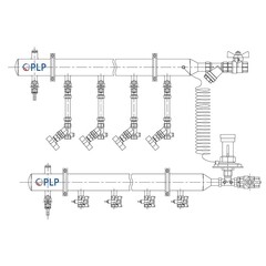 Узел коллекторный для отопления этажный с левым подключением на 6 выходов PLP УКЭО-Л-25-АИ-А20-50СТ-100-6-15-Р15-ВП110-РВ-КД