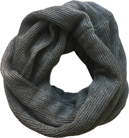 Теплый уютный шарф-снуд на два оборота (цвет - серый меланж)