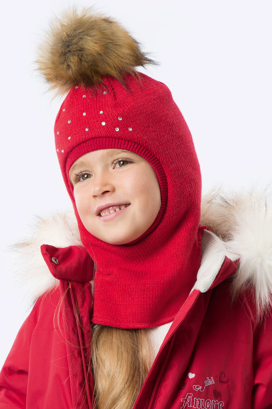 Шапка шлем для девочки зима