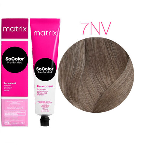 Matrix SoColor Pre-Bonded 7NV блондин натуральный перламутровый, стойкая крем-краска для волос с бондером