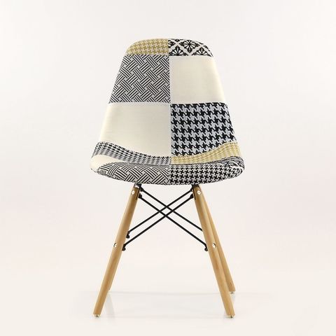 Интерьерный дизайнерский кухонный стул Eamеs Patchwork Gold / Пэчворк