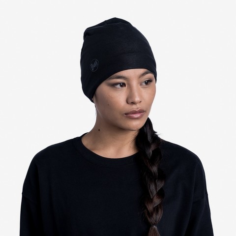 Тонкая флисовая шапочка Buff Hat Polar Microfiber Solid Black фото 2