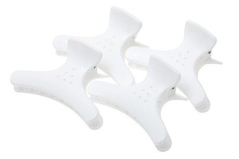 Зажимы-бабочка для волос Harizma, пластиковые, белые, 4шт (h10988-01)