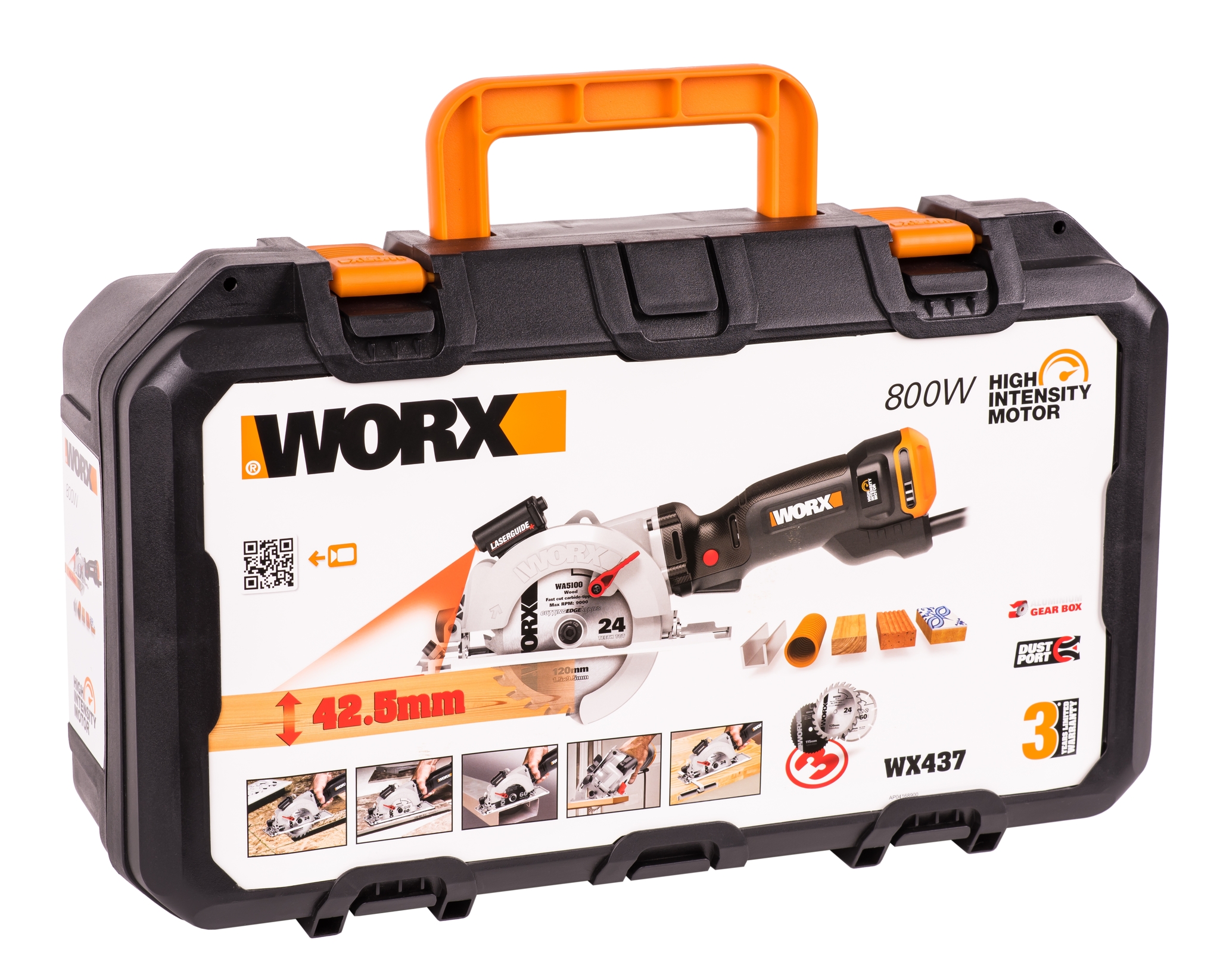 Дисковая пила WORX WX437, 800Вт, 120 мм, кейс