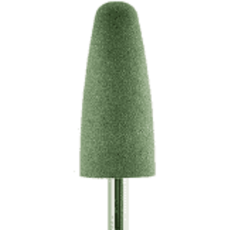 Фреза-полировщик силиконовая, конус закругленный (средняя твердость), зеленая 10x24 мм