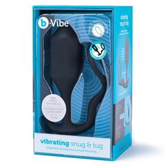 Черная анальная вибропробка с эрекционным кольцом Vibrating Snug & Tug XL - 