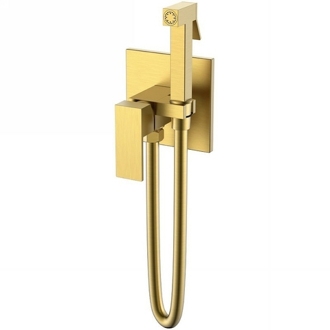 Boheme Qubic 477-MG Гигиенический душ со смесителем (золото матовое)