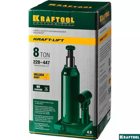 KRAFTOOL KRAFT-LIFT, 8т, 230-457 мм, Бутылочный гидравлический домкрат (43462-8)