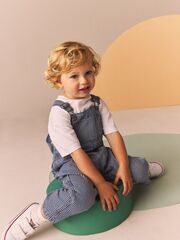 Комбинезон джинсовый для мальчика Next B25-311, Темно-синий, Белый