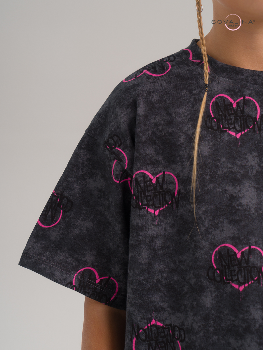 Платье Teen варенка графит сердце