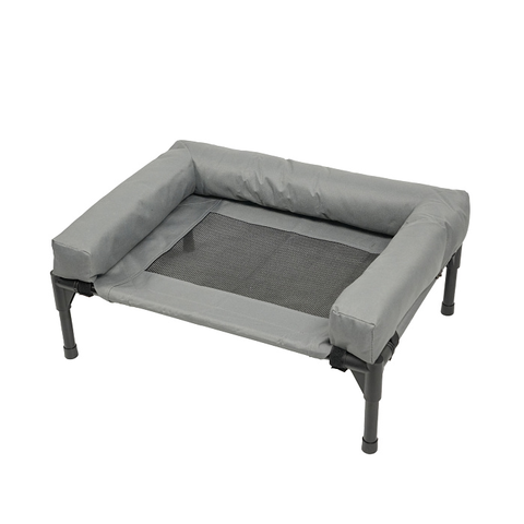 Лежанка-шезлонг каркасная для собак Mr.Kranch Elevated с мягкими бортиками серая
