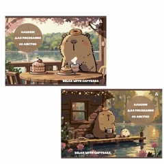 Альбом для рисования 28,5 *19,0 см., 40л., Alingar, на скрепке, мелованный картон (стандарт), 100 г/м2, "Капибара", 2 дизайна в пленке т/у