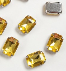 Стразы пришивные стекло в оправе, р. 14х10 мм, золото