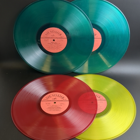 Набор из 4 цветных пластинок для декора. 4 Виниловые пластинки 12 дюймов 30 см.