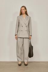 Massimo Dutti Классический двубортный блейзер из 100% льна - Limited Edition, серый