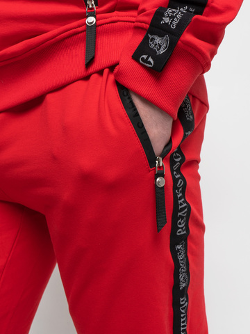 Спортивные штаны «Мастер» красного цвета. Лёгкий футер / Распродажа