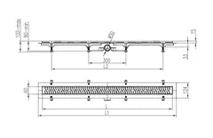 Трап линейный для пола, боковой слив, бронза MCH CH950/50KN1BR