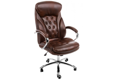 Офисное кресло для персонала и руководителя Компьютерное Rich коричневое 67*67*117 Хромированный металл /Коричневый